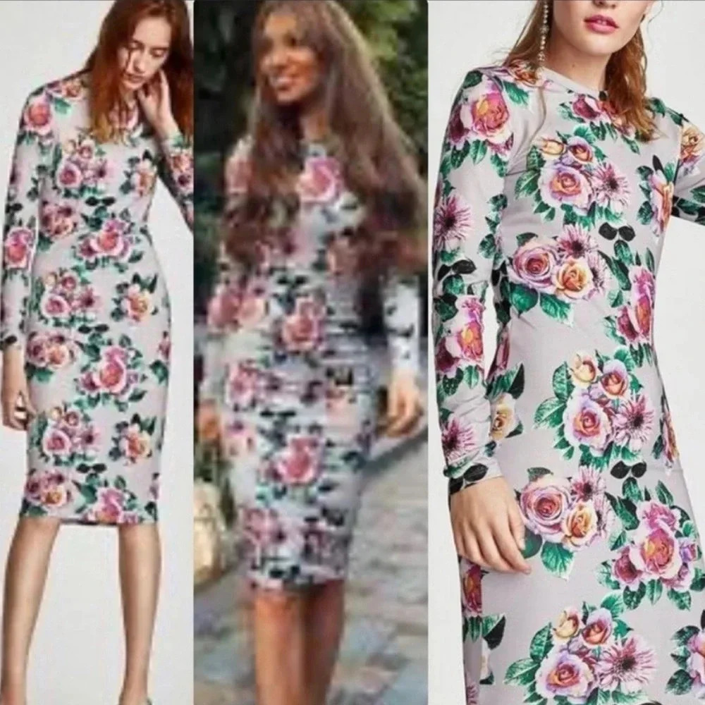Zara Floral Bodycon dress size Small
